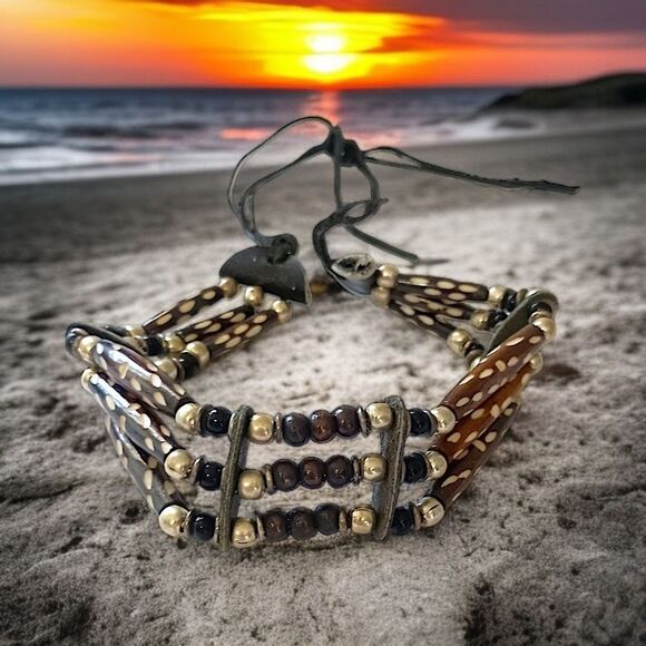 Native American Style Choker Necklace Ceramic Beaded Tribal Ethnic Bohemian - Picture 15 of 16